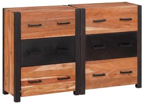 vidaXL Buffet 3 pcs Castanho 110 x 30 x 75 cm Madeira Sólida de Acácia