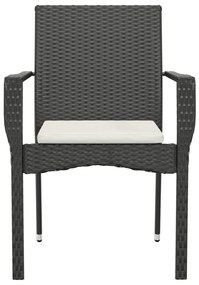 Cadeiras de jardim com almofadões 4 pcs vime PE preto