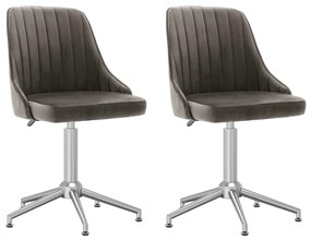 vidaXL Cadeiras de jantar giratórias 2 pcs veludo cinzento-escuro
