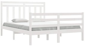 Estrutura de cama casal 135x190 cm madeira maciça branco