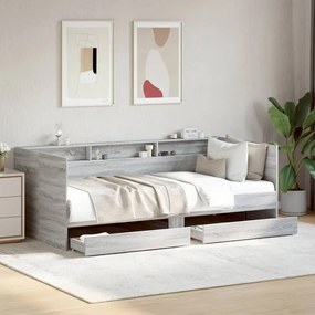 vidaXL Sofá-cama com gavetas sem colchão 90x200 cm cinzento sonoma