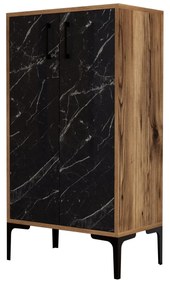 Armário para Sapatos Prag – Nogueira e Preto – 60 cm x 111 cm x 35 cm