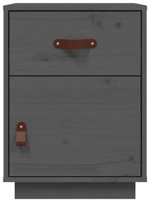 Mesa de cabeceira 40x34x55 cm madeira de pinho maciça cinza