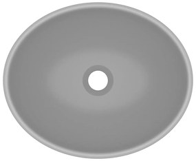 Lavatório luxuoso oval 40x33cm cerâmica cinzento-claro mate