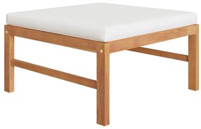 4 pcs conj. lounge jardim c/ almofadões cor creme teca maciça