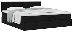 Estrutura de cama otomana com colchão 200x200 cm tecido preto