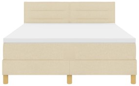 Cama Box Spring com Colchão Creme 140x190 cm Tecido