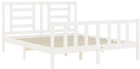 Cama sem colchão 160x200 cm madeira de pinho maciça branco