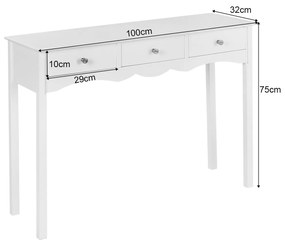 Secretária estreita com 3 gavetas MDF Mesa multifuncional para escritório em casa 100 x 32 x 75 cm Branca