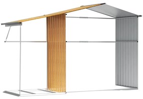 Abrigo de jardim 277x192,5x179cm aço galvanizado castanho-claro