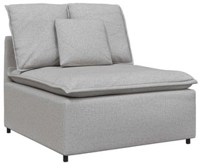 Sofá modular com pufes e almofadas tecido cinzento nublado