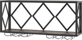 Garrafeira parede para vinho com luzes LED e 6 suportes para copos Capacidade para 39 garrafas e 12 copos para casa Bar 51 x 26,5 x 60 cm Castanho + P