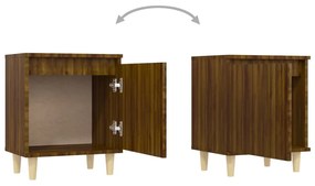 Mesas cabeceira pernas madeira 2pcs40x30x50cm carvalho castanho