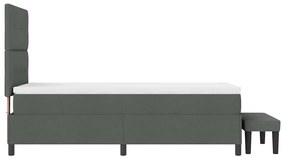 Cama Box Spring com Colchão e Banco Cinza Escuro 90x190 cm Tecido