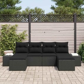 vidaXL Conjunto de Sofá de Jardim 6 pcs Preto Rattan Sintético