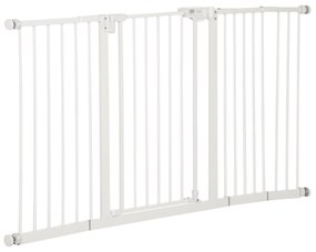 PawHut Barreira de Segurança Extensível para Portas e Escadas com Fechamento Automático Sistema de Duplo Bloqueio 74x148-76cm Branco | Aosom Portugal