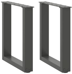 vidaXL Pés para mesa de centro em formato de U, 2 peças, antracite, 28x(42-43) cm, aço