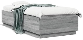 vidaXL Estrutura cama c/ luzes LED derivados madeira cinzento sonoma
