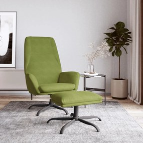 vidaXL Cadeira de descanso com banco veludo verde-claro