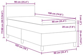 Cama Box Spring com colchão Cinza Claro Solteiro Tecido de corduroy