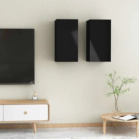 vidaXL Móveis de TV 2 pcs derivados de madeira preto brilhante