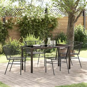 vidaXL Conjunto de Jantar de Jardim de 5 Peças Preto em Rattan Poly