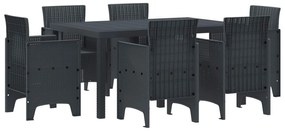 vidaXL Conjunto de Jantar para Jardim 7 pcs Antracite Rattan Polt