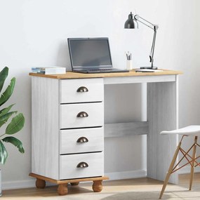 vidaXL Mesa "ASKIM" com Gavetas Branca 95x40x75 cm Madeira Sólida de Pinheiro