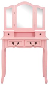 Conj. toucador com banco 80x69x141 cm madeira paulownia rosa