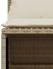 4 pcs conjunto de sofás para jardim c/ almofadões vime PE bege