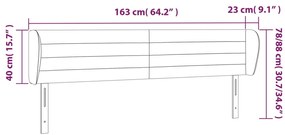 Cabeceira de cama c/ abas veludo 163x23x78/88 cm rosa