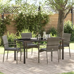 vidaXL Conjunto de Jantar de Jardim com Almofadas Cinza Polirattan