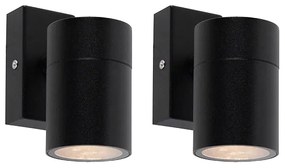 Conjunto de 2 candeeiros de parede exteriores em aço inoxidável preto IP44 - Solo Moderno
