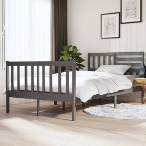 vidaXL Estrutura cama pequena casal 120x190 cm pinho maciço cinza