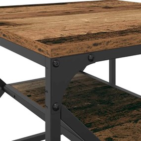 Mesa de centro vidaXL com prateleira em madeira envelhecida 51x50x40 c