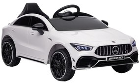 AIYAPLAY Carro Elétrico Criança Mercedes AMG CLA 45 12V com LED, Música e Buzina 110x61x45 cm Branco | Aosom Portugal