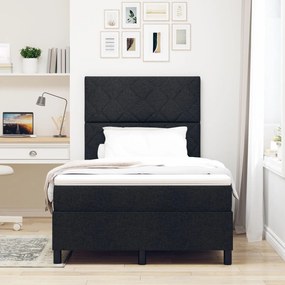 Cama Box com Colchão e Luz LED Preta 120x190 cm Tecido