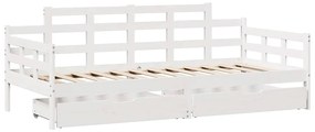 Sofá-cama c/ gavetas 90x200cm madeira de pinho maciça branco