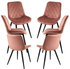 Pack 6 Cadeiras Min Veludo - Rosa
