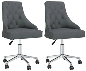 vidaXL Cadeiras de jantar giratórias 2 pcs tecido cinzento-escuro