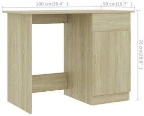 Secretária 100x50x76cm derivados de madeira carvalho sonoma