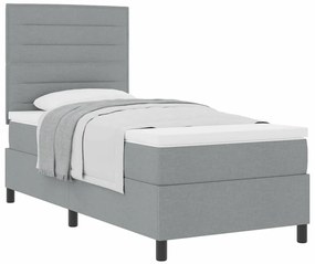 Cama Box com Colchão Cinza Claro 100x200 cm Tecido