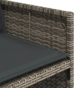 11 pcs conjunto jantar p/ jardim c/ almofadões vime PE cinzento