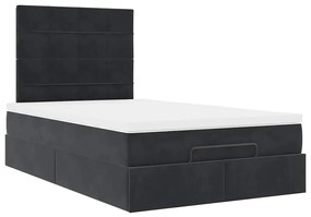 Estrutura de cama otomana com colchões 120x200 cm veludo preto