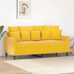 Sofá de 2 lugares veludo 140 cm amarelo