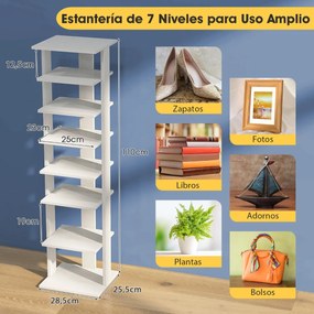 Sapateira vertical para sapatos 7 camadas organizador de sapatos alto 110 cm e sapateira independente estreita para corredor quarto branco