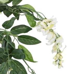 Glicínia artificial 560 folhas 80 cm verde e branco