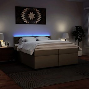 Cama com Molas/Colchão e Luzes Led - 200x200 cm - Couro Artificial Cap