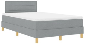 Cama Box Spring com Colchão Cinza Claro 120x200 cm Tecido