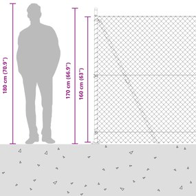 Cerca de Malha de Cadeia com 7 Postes Flangeados 1,6x10 m Aço Galvaniz
